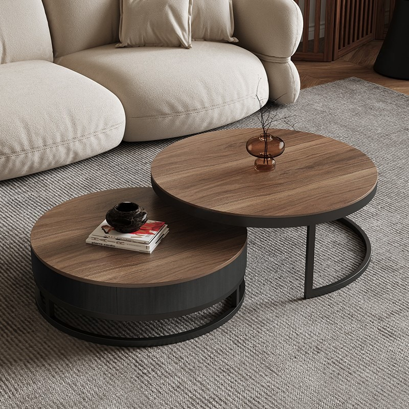 round wood coffee table set