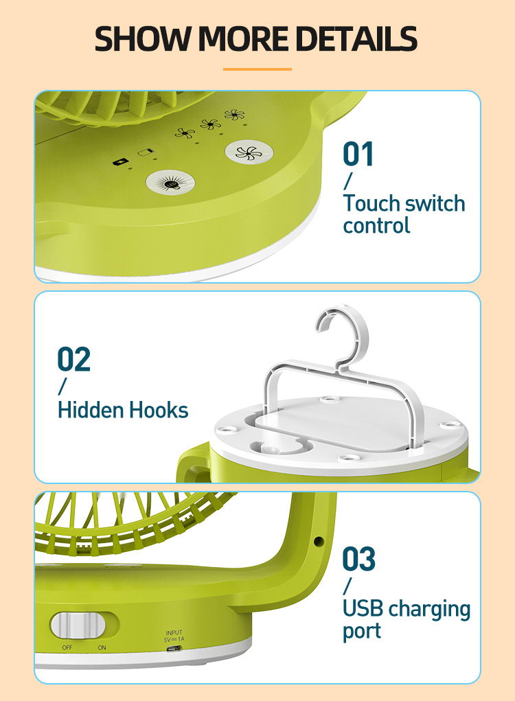 6 inch Rechargeable Desktop Fan with Emergency Light and Hook-7620-detail-7