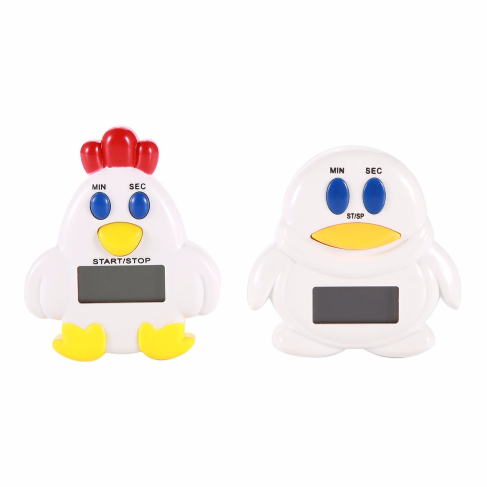 Cute Cartoon Chicken Penguin Electronic LCD Digital Countdown Kitchen Timer Cooking & Baking Helper 100 Minutes Reminder