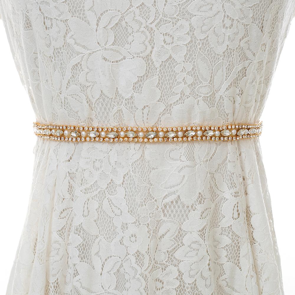 Beaded Wedding Belt Gold Crystal Bridal Belt New Style Rhinestones Wedding Sash For Bridal Accessories Y170G