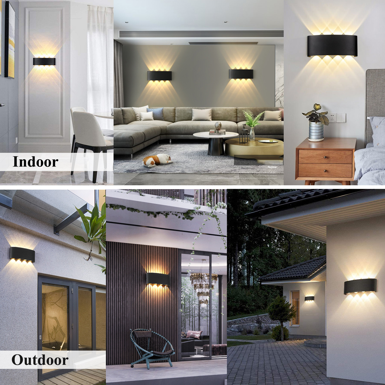 LED Wall Lamps IP65 Waterproof Indoor Outdoor Lighting Aluminum Wall Lights for Home Living Room Bedroom LED Garden Porch Light