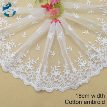 18cm white cotton embroidery lace french lace ribbon fabric guipure diy trims warp knitting sewing Accessories#3279