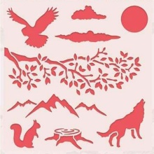 Forest Landscape Stencil for DIY Scrapbooking Decorative Embossing Paper Cards Crafts Plastic Templates Drawing Sheets 6x6inches