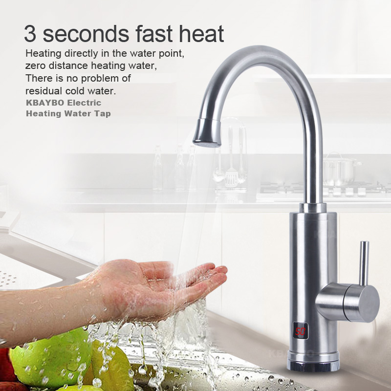 Stainless Tap Instantaneous Water Heater Faucet with Water Heater Kitchen Instant Heating Tap Water With Temperature Display