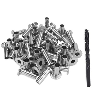 Promotion! 40 Pack T316 Stainless Steel Protector Sleeves For 1/8 inch Wire Rope Cable Railing DIY Balustrade with 1Pc Drill Bit