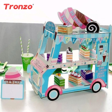 Tronzo Car Cupcake Stand Creative Paper 3-layer Ice Cream/Cake Display Stand Candy For Kids Wedding Birthday Party Decoration