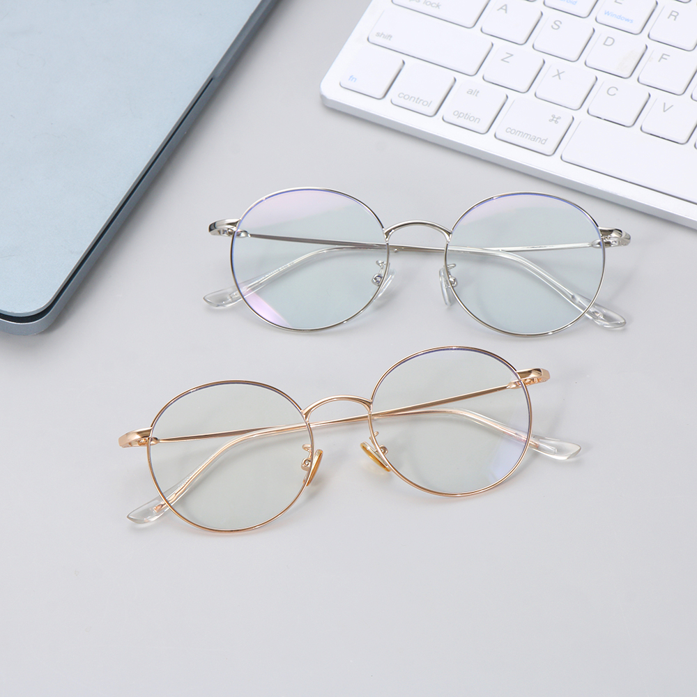 1Pc Computer Glasses Anti Blue Light Gaming Glasses Retro Round Circle Metal Glasses Frame Can Be Equipped with Other Glasses