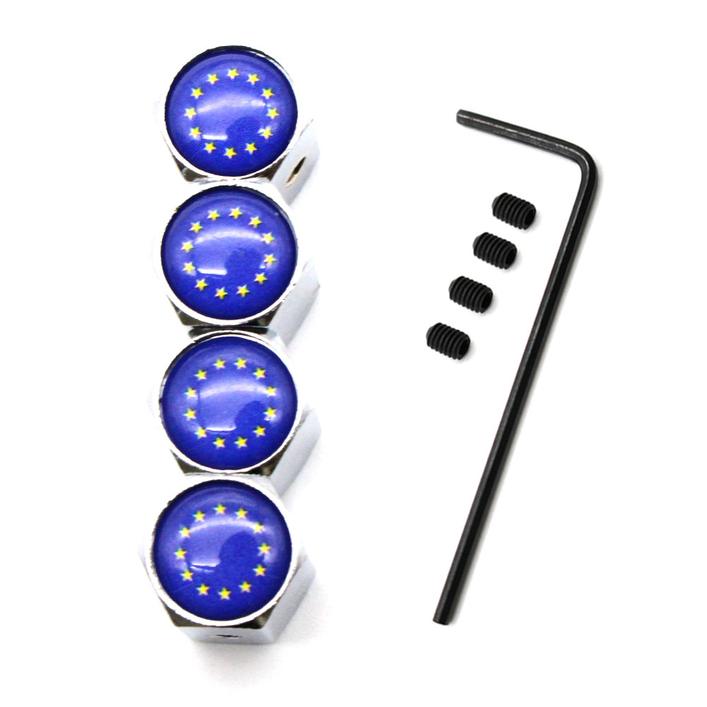 5 Pcs/Set Car Styling Zinc Alloy Anti-theft European Union The EU Flag Car Tire Valve Caps Wheel Tires Tire Stem Air Cap Airtigh