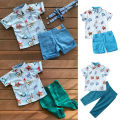 2020 Baby Summer Clothing 2Pcs Toddler Kids Baby Boy Clothes Airplane Short Sleeve Shirt Tops + Pants 2Pcs Set Outfits