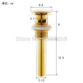 High quality Solid Brass Bathroom Lavatory Sink Push-down Pop Up Basin Drain With Gold Finish bathroom parts faucet accessories