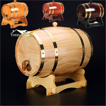 3L Beer Brewing Keg Vintage Wood Oak Timber Wine Barrel For Whiskey Rum Port Decorative Barrel Restaurant Display