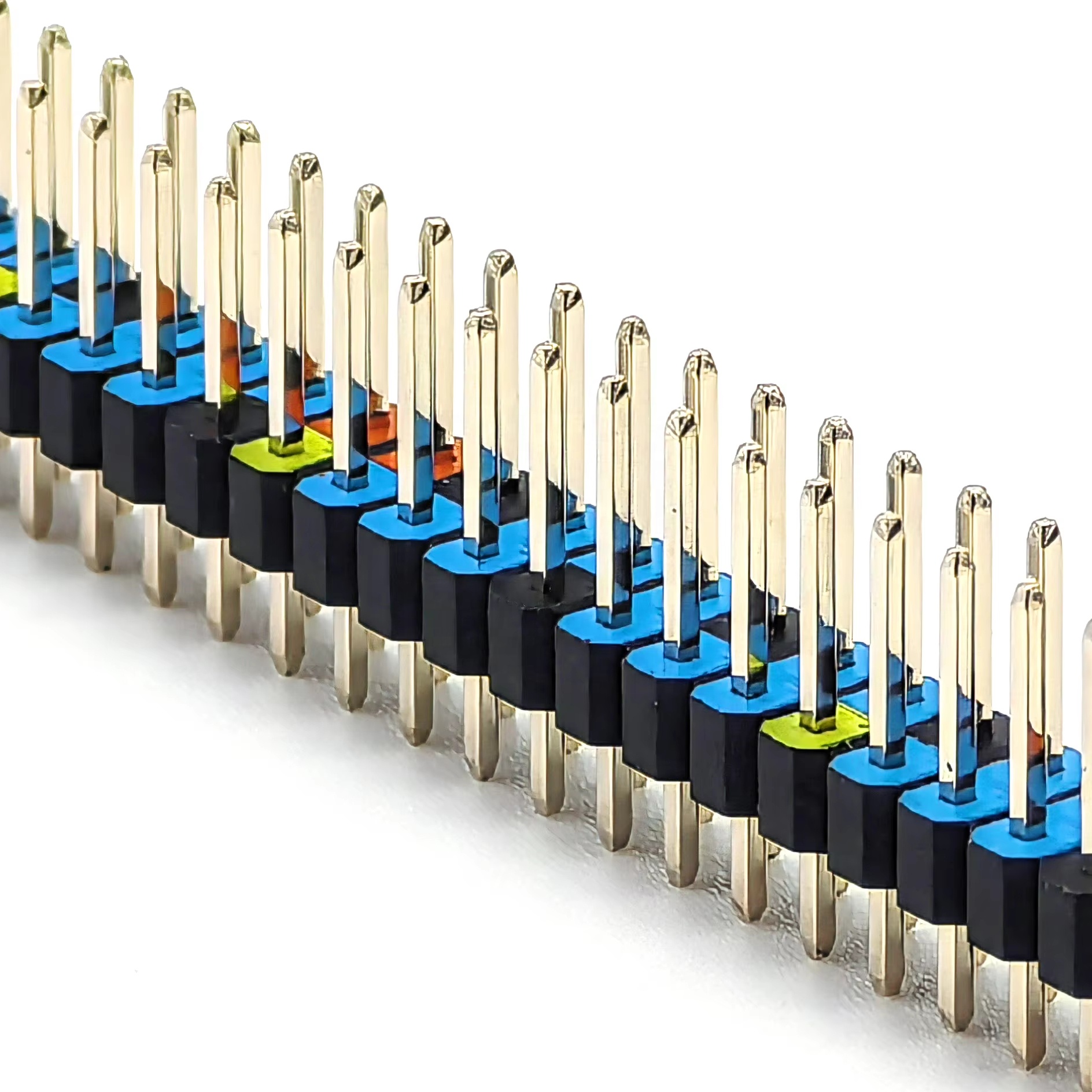 2.54mm Pitch Colored Pin Header Connector Dual Row Straight SQ0.64mm H:2.5mm 2*40P