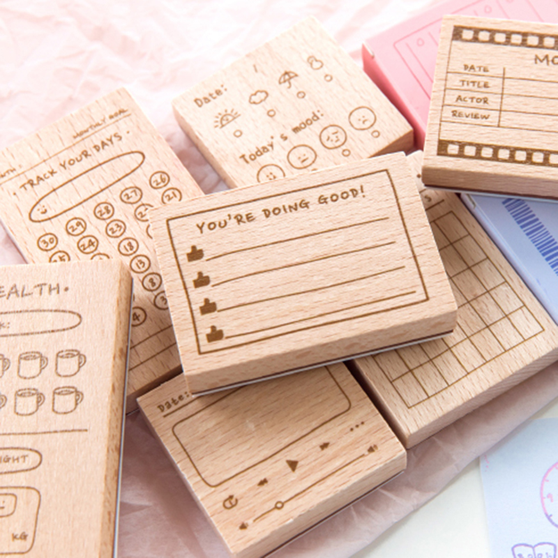 Vintage Check List Health Study Plan Stamp DIY Wooden Rubber Stamps For Scrapbooking Stationery Scrapbooking Standard Stamp