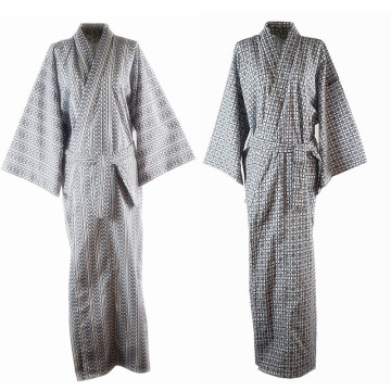 Traditional Japanese Male Cool Kimono Bathrobes Men's Cotton Robe Yukata Men Bath Robe Kimono Sleepwear with Belt A72104