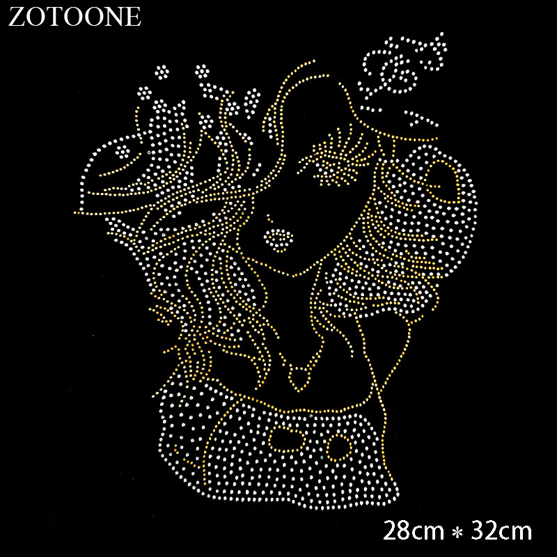 ZOTOONE Clear Strass Hotfix Rhinestone Applique for Clothes Animal Tiger Rhinestones Crystal for Crafts Stones for Needlework E