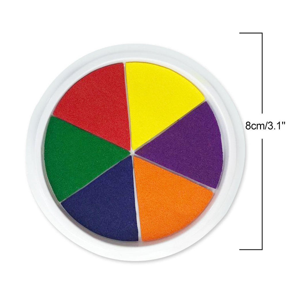 Funny 6 Colors Ink Pad Stamp DIY Finger Painting Craft Cardmaking Large Round For Kids Learning Education Drawing Toys #30