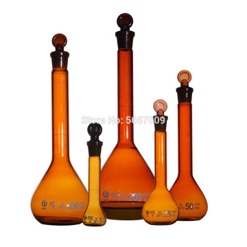 5ml to 1000ml Lab Brown Glass Volumetric Flask the Long Neck Quantitative Bottle for school experiment