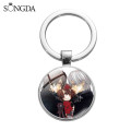 Vampire Knight Yuuki Anime Glass Dome Keychain Pendant Trendy Chain Cartoon Art Photo Keychain For Women Gift Jewelry