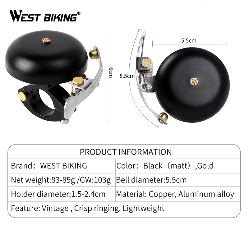 WEST BIKING Bicycle Bell Mountain Road Bike Handlebar Ring Safety Alarm Horn Alloy Bike Accessories Outdoor Cycling Bell Rings
