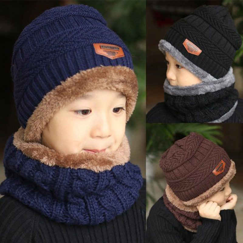 URDIAMOND Winter Scarf Hat Set Boys Girls Unisex Fashion Children's Beanies Hat Knitted Collar Warm Outdoors High Quality