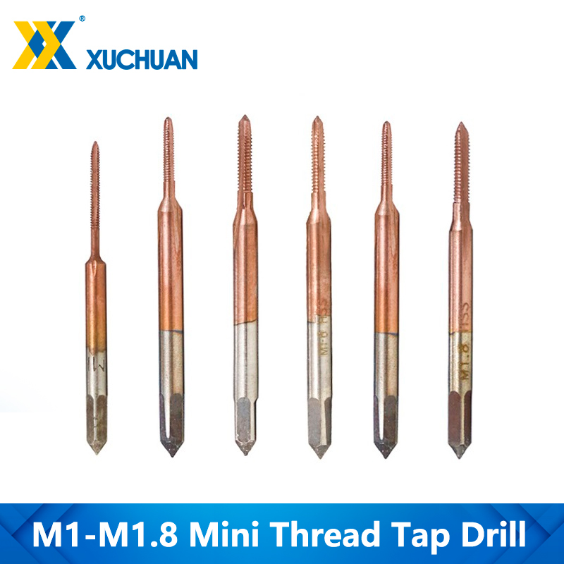 Metric Thread Tap M1-M1.8 TiCN Coated Machine Plug Tap Straight Flute HSS 6542 Mini Screw Tap Drill Bit