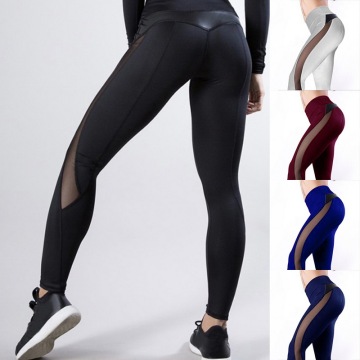 Mesh Yoga Pants Seamless Sport Running Leggings Women Sexy Fitness Gym Pants High Waist Slim Trousers For Female Sportwear