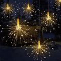 Hanging Starburst Fireworks Lights, 120 LED Fireworks Starburst Dandelion Fairy Lights Battery Operated String Light, 2/ 1 Pack