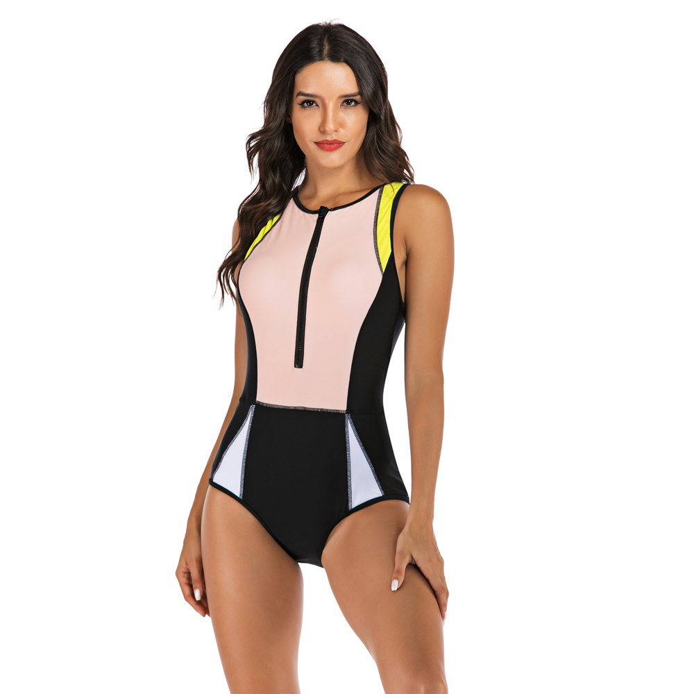 Fashion Rash Guard Female One Piece Swimsuit Women Patchwork Swimwear Competition Swimming Suits for Women Surfing XXL