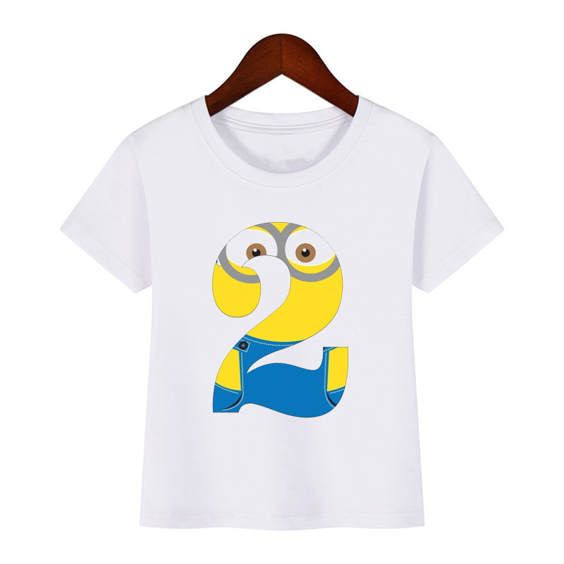 Cute Cartoon Boys T Shirt Kids Clothes Girls 1 To 9 Happy Birthday Number T-shirt Summer Short Sleeve TShirt Kawaii Tops