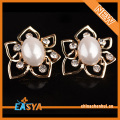 2015 Fashion Accessories Jewellery Imitation Pearl Flower Gold Earring Stud