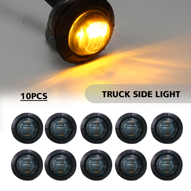 Mayitr 10pcs 12V 3/4" Round Smoked Amber LED Side Marker Lights Waterproof Car Tail Turn Signal Indicators for Trailer Truck