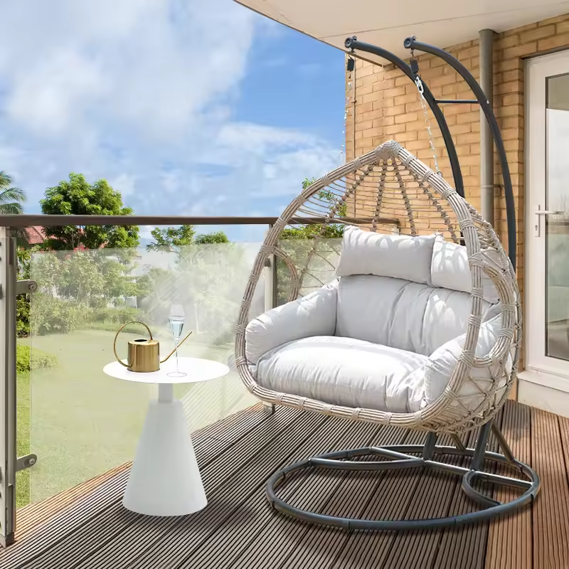 High Quality Modern garden furniture patio rattan swing chair hanging egg chair with metal bracket Sofa Rattan Hang Basket