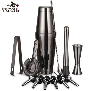 Cocktail Shaker Bar Set: 2 Weighted Boston Shakers,Cocktail Strainer, Jigger,Muddler and Spoon, Ice Tong and 6 Bottle Pourer