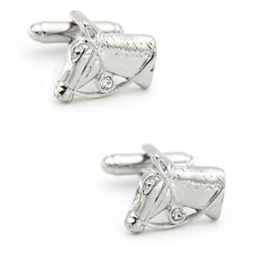 Fashion Cuff Links For Men Horse With Crystal Bell Design Quality Brass Material Silver Color Cufflinks Wholesale&retail
