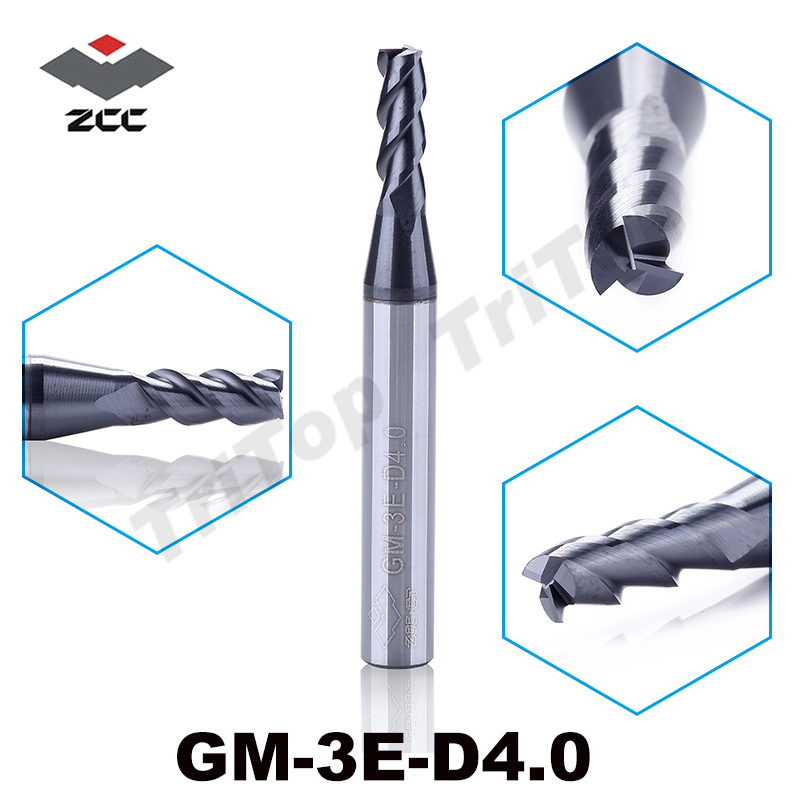 5pcs/lot 4 mm end mill fresas metal duro cnc milling tool ZCC.CT GM-3E-D4.0 solid Carbide 3 flute straight shank milling cutter