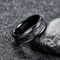 NUNCAD 8mm Men's Width Tungsten Carbide Ring Electroplated Black Inlaid Black Imitation Vermiculite Wedding Band Tungsten Ring
