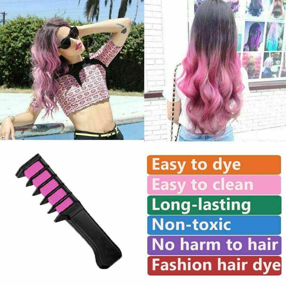 Disposable Fashion 6 Color Temporary Hair Chalk Color Comb Dye Cosplay Colorful Hair Styling Dyeing Pigment Small Comb