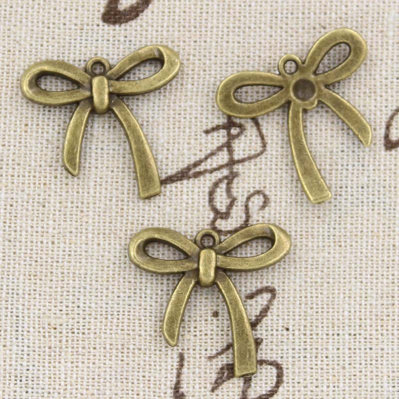 10pcs Charms Bowknot Bow 25x24mm Antique Tibetan Bronze Pendant Findings Accessories DIY Vintage Choker Handmade Jewelry