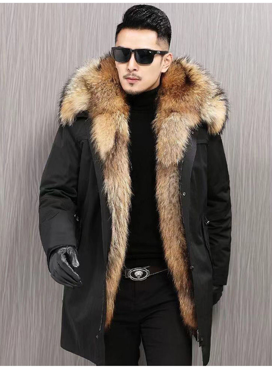 Winter Parka Men's thick cotton coat men Big Fake fur raccoon Hooded coat to keep warm for Russian winter