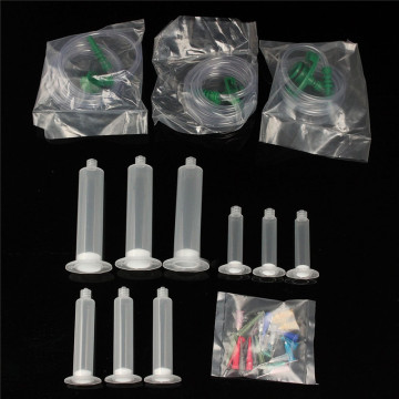 JimBon 1Set Liquid Dispenser Solder Paste Welding Fluxes Adhesive Glue Syringe Dispensing Needle Sets for Welding Tools