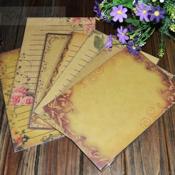 Vintage Floral European Style Love Letter Paper Romantic Writing Kraft Paper 21x14.5cm Mix 8 Patterns 64sheets