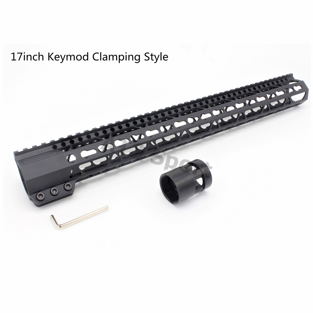 Tactical 7/9/10/11/12/13.5/15/17'' inch Clamping Style Keymod/M-lok Handguard Rail Picatinny Free Float Mount System_Black Color