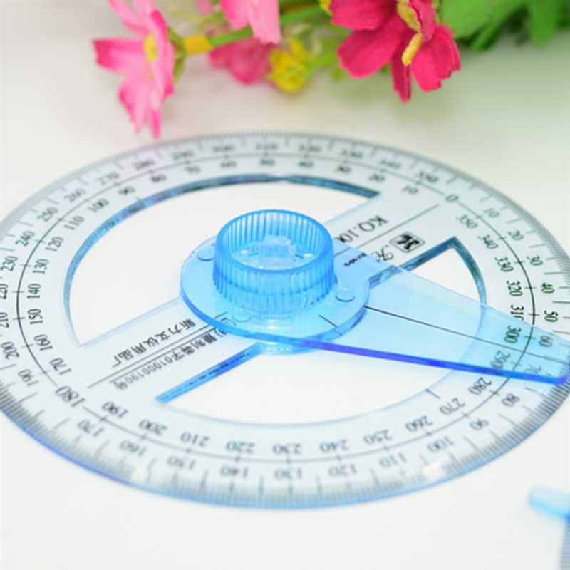 2Pcs 360-degree Circle Protractor For Primary School Students Transparent Plastic Full Circle Goniasmometer Rotating Protractors