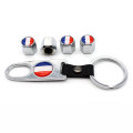 5Pcs/Set France Flag Style Anti-theft Car Wheel Air Tire Valves Tire Leather buckle Valve Caps Stem with Wrench Ring Spanner New