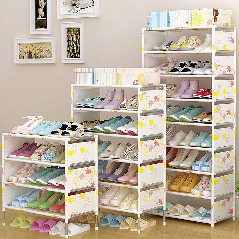 Multi Layers Simple Shoe Rack Nonwoven Fabric Steel Tube Assembled Shoes Storage Cabinet Hallway Space Saving Shoe Organizer