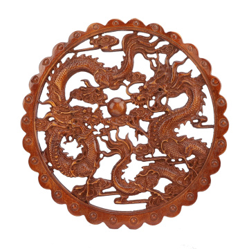 VZLX Wood Carved Dragon Applique Frame Corner Onlay Unpainted Furniture Home Door Decor Decoration Accessories Chinese Dragon