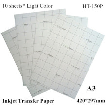 (A3*10pcs) Inkjet Heat Transfer Printing Paper for Light Fabric Only Transfers Papers Thermal Transfer Papel Transfer HT-150P