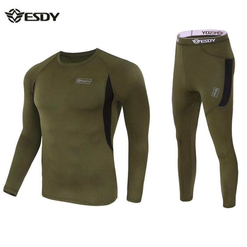 New Winter Fleece Thermal Underwear Set Men's Long Johns Compression Sweat Sets Outdoor Sports Functional Underwear Thick Warm