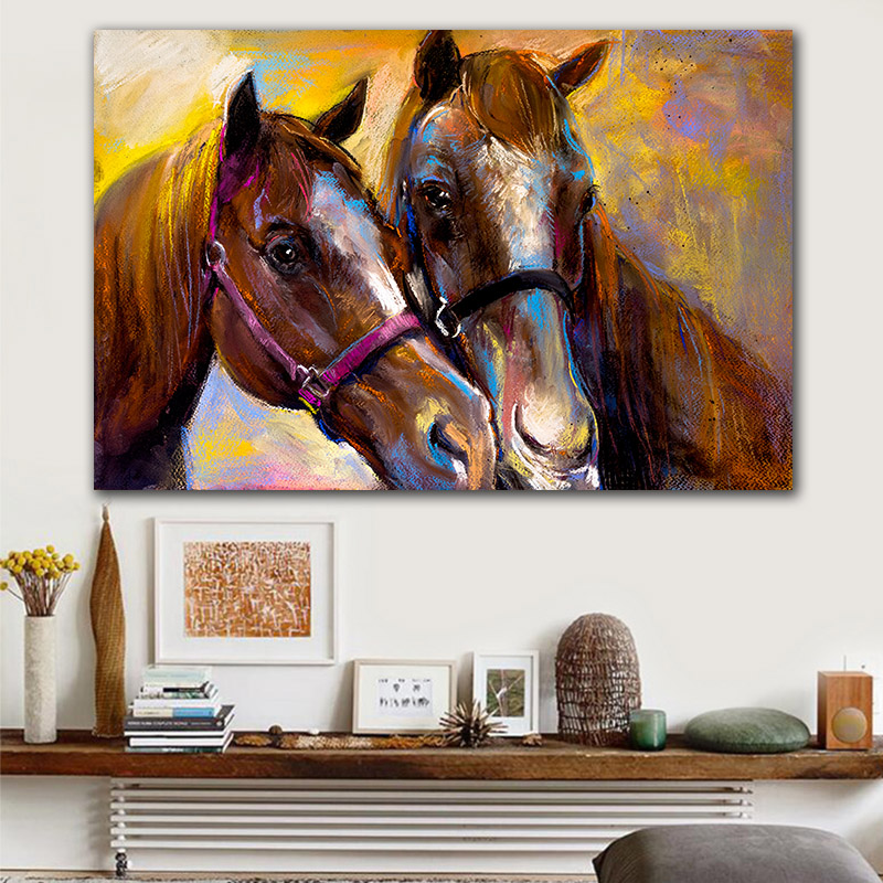 Animal Painting Two Horse Posters And Prints Wall Picture For Living Room Wall Art Decoration Canvas Painting