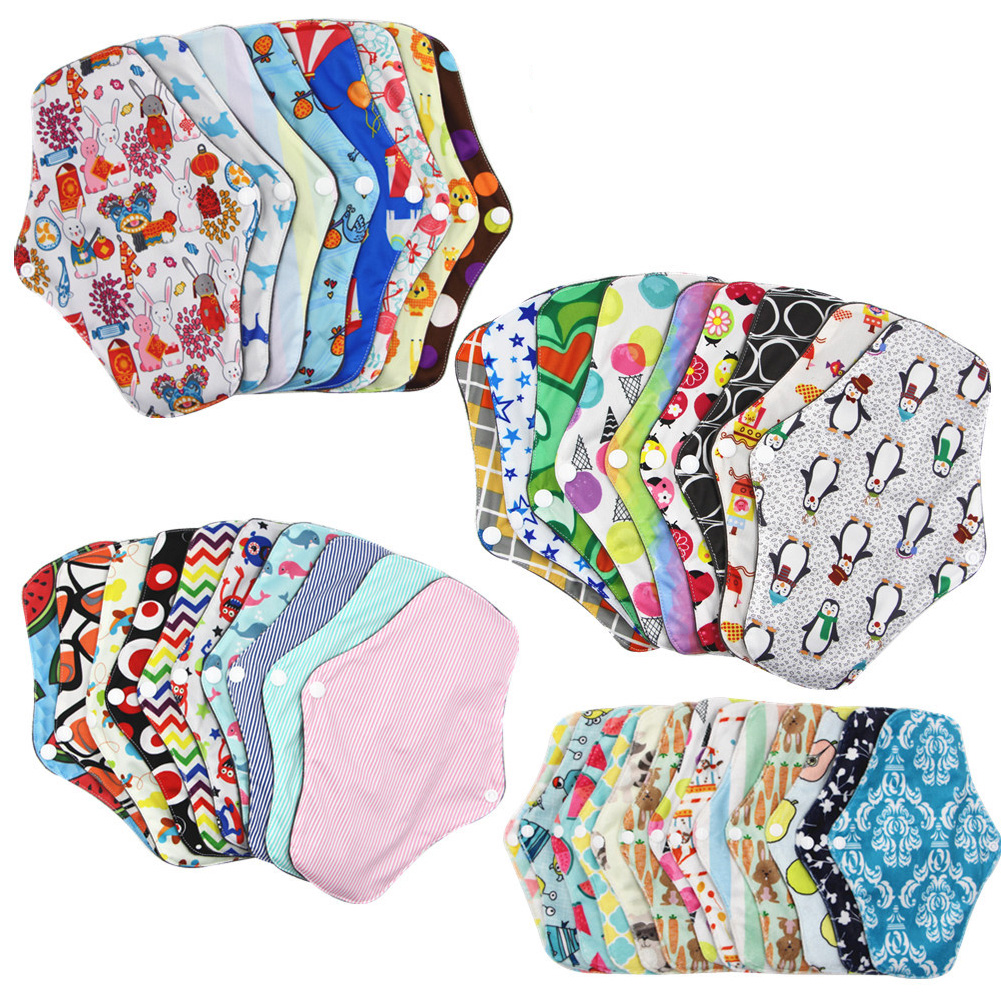 Feminine Washable Reusable Menstrual Cloth Soft Hygiene Period Absorbent Towel Pads Random Color Bamboo Cotton Nappy Panty Liner